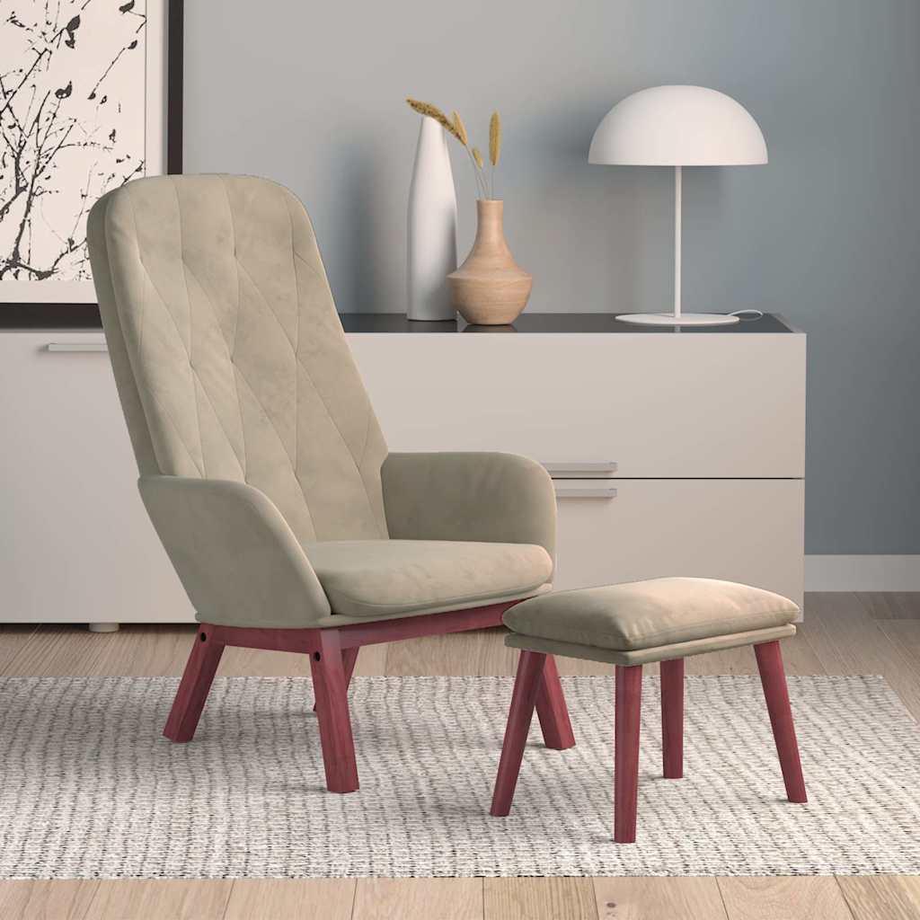 vidaXL Relaxstoel fluweel lichtgrijs
