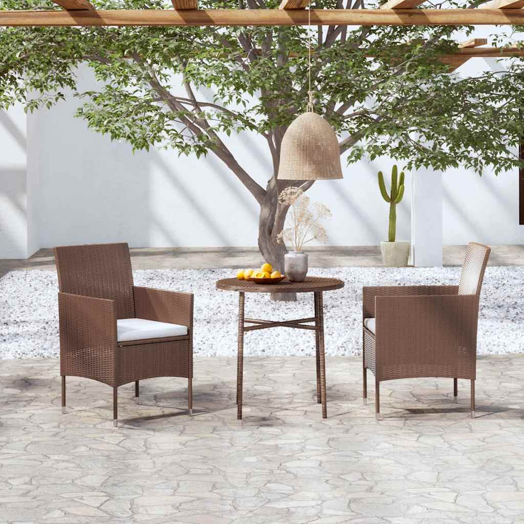 vidaXL 3-delige Tuinset poly rattan zwart