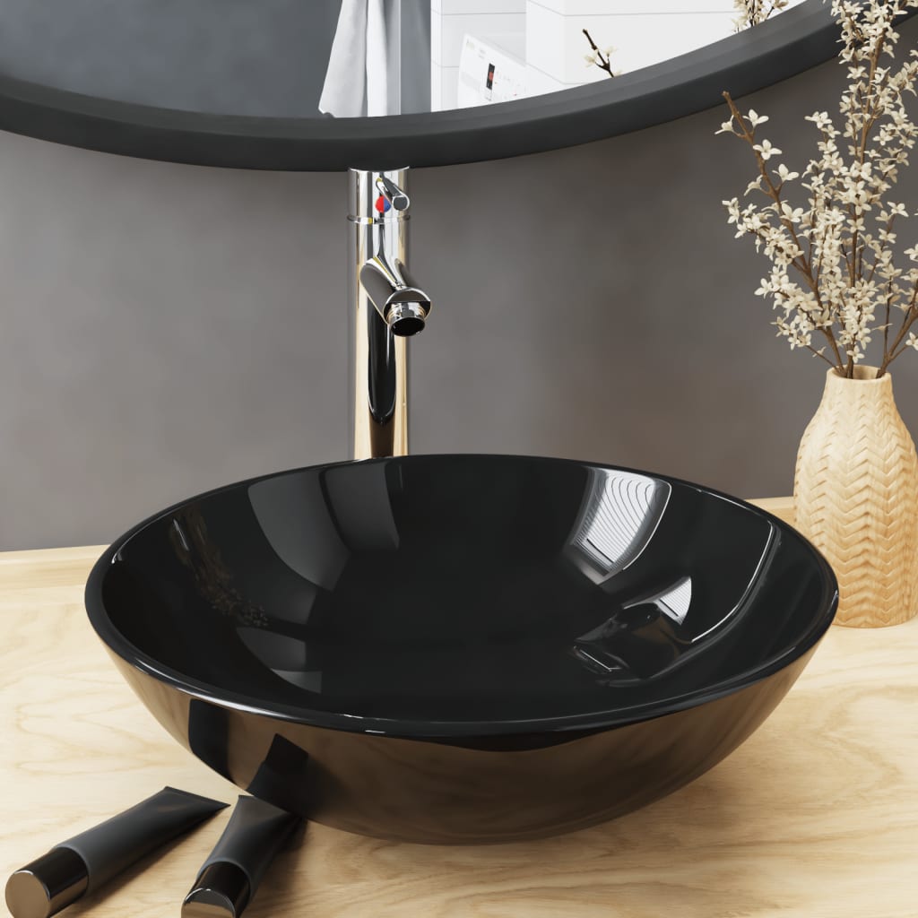 vidaXL Tempered Glass Wash Basin 42 cm Transparent