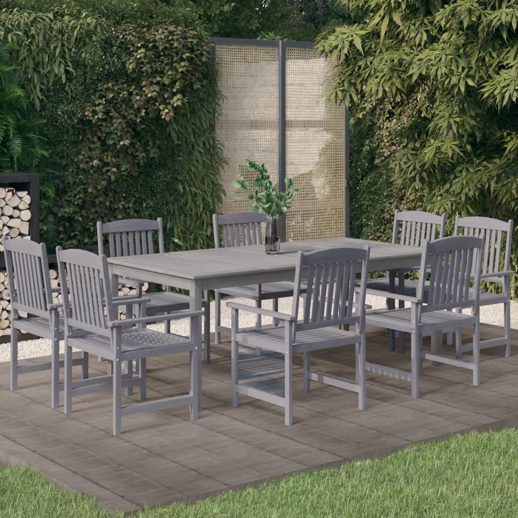 vidaXL 7-delige Tuinset massief acaciahout grijs