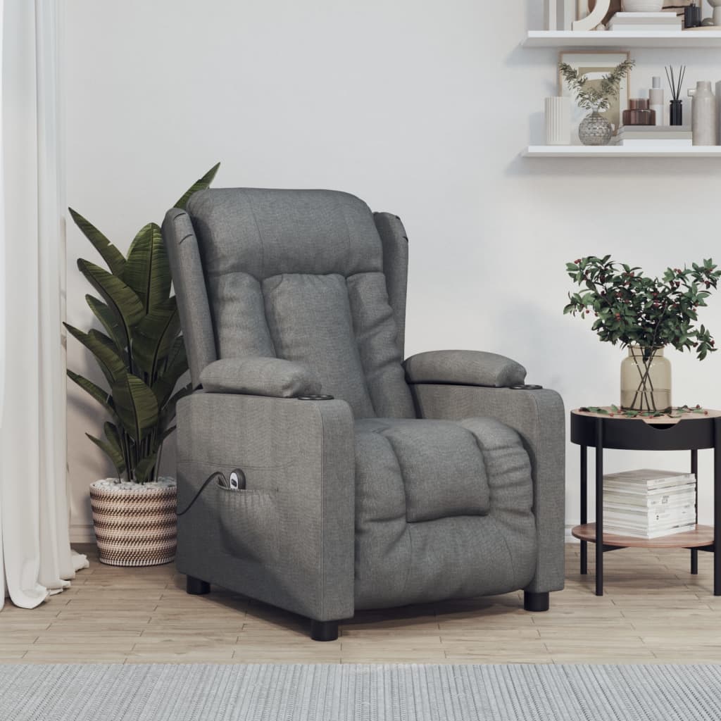 vidaXL Fauteuil elektrisch verstelbaar stof lichtgrijs