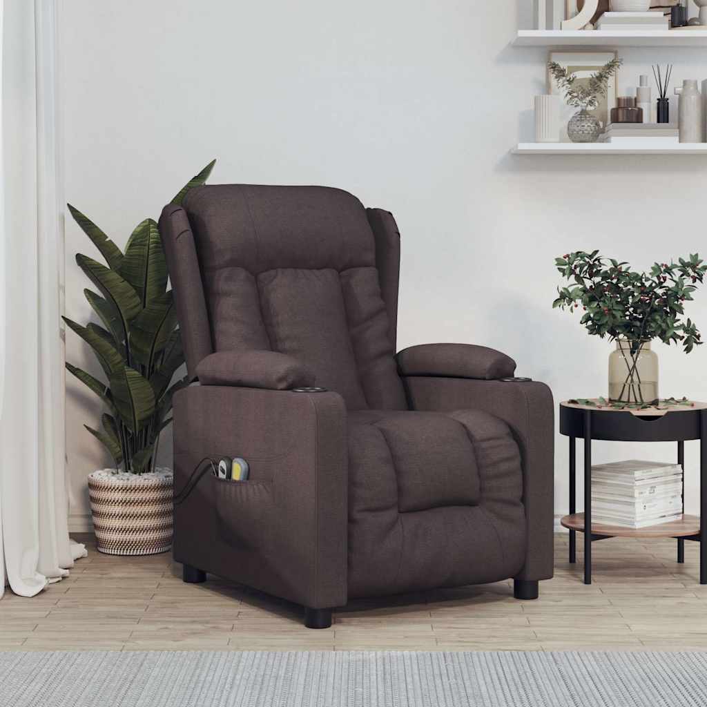 vidaXL Massagestoel elektrisch stof lichtgrijs
