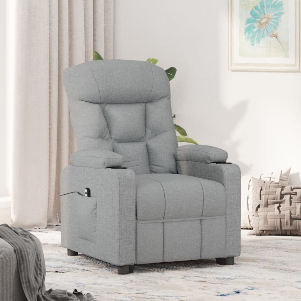 vidaXL Fauteuil elektrisch verstelbaar stof lichtgrijs