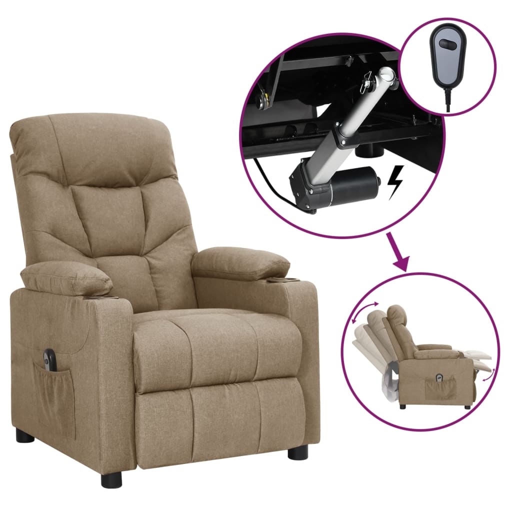 vidaXL Fauteuil elektrisch verstelbaar stof lichtgrijs