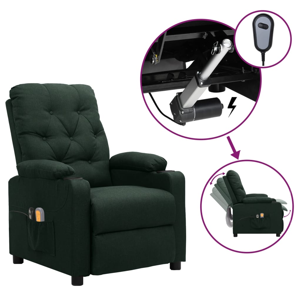 vidaXL Massagestoel elektrisch stof lichtgrijs