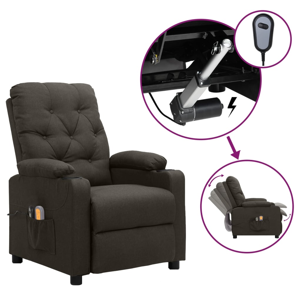 vidaXL Massagestoel elektrisch stof lichtgrijs