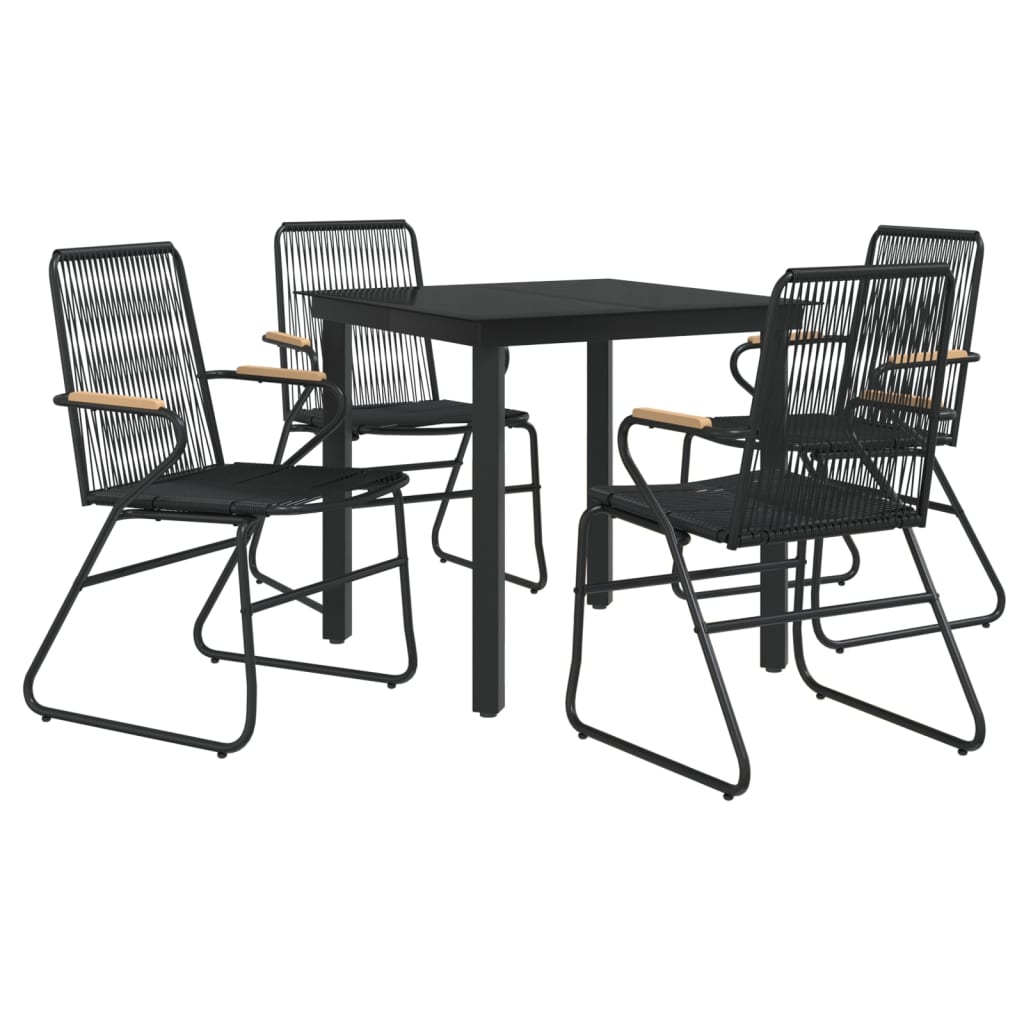 vidaXL 3-delige Tuinset PVC-rattan zwart