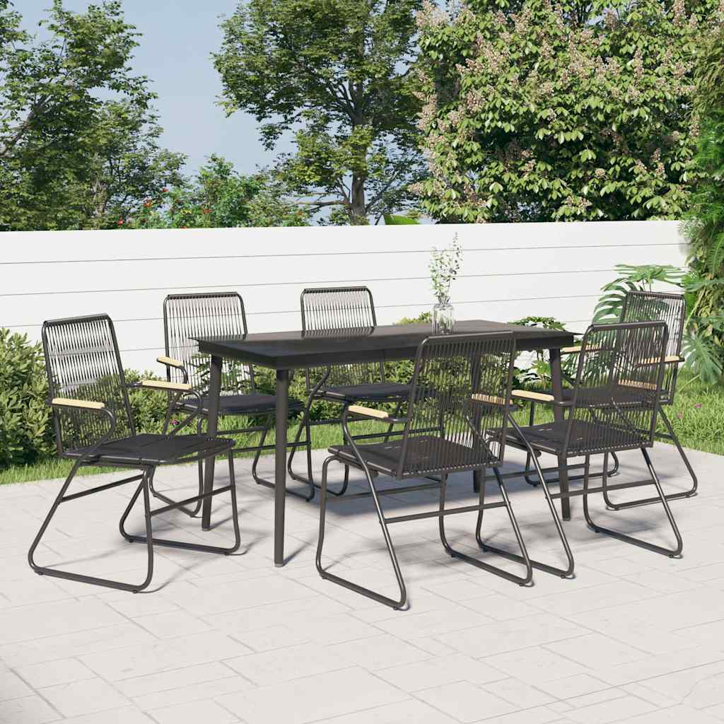 vidaXL 3-delige Tuinset PVC-rattan zwart