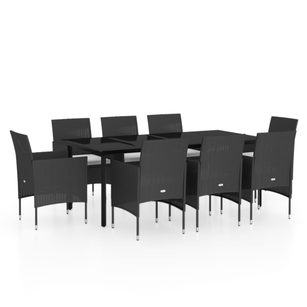 vidaXL 3-Piece Garden Lounge Set with Cushions Black