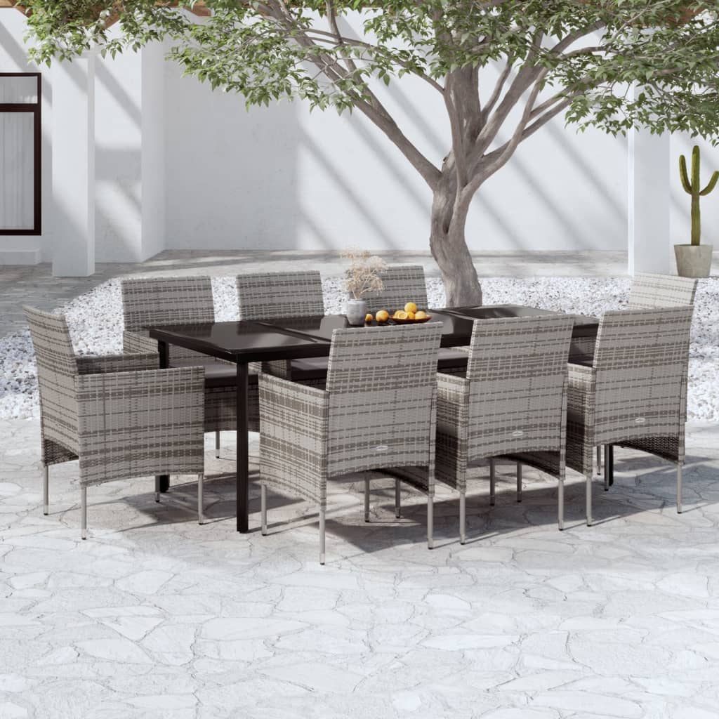 vidaXL 3-Piece Garden Lounge Set with Cushions Black
