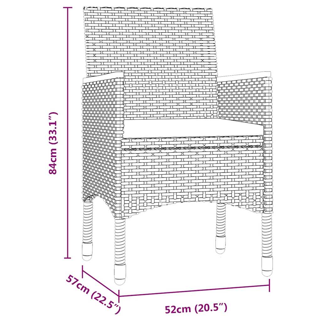 vidaXL 3-Piece Garden Lounge Set with Cushions Black