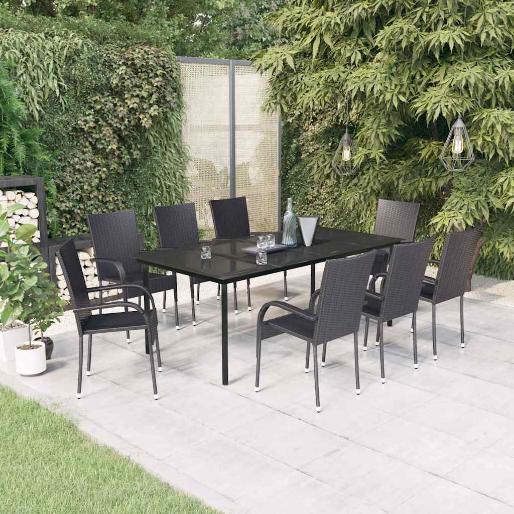 vidaXL 3-Piece Garden Dining Set Black