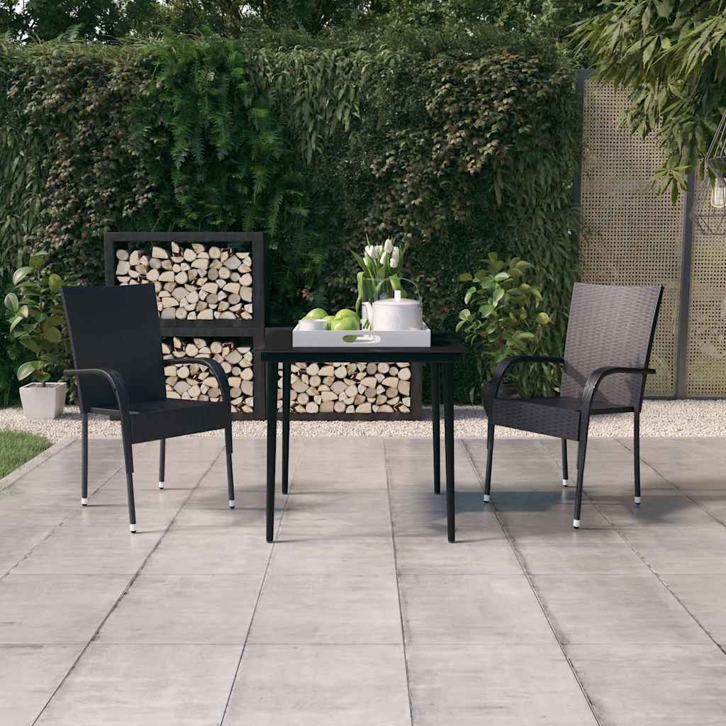 vidaXL 3-Piece Garden Dining Set Black