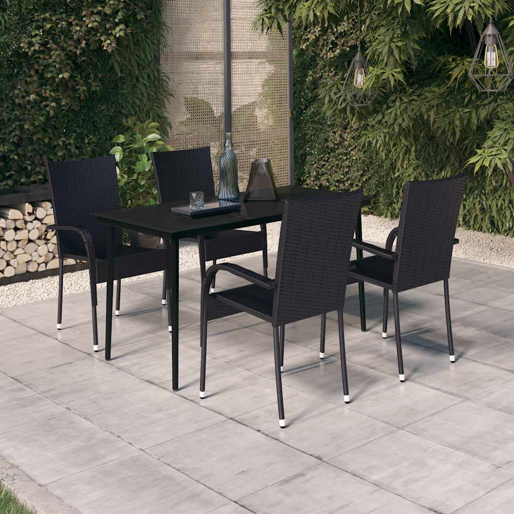 vidaXL 3-Piece Garden Dining Set Black