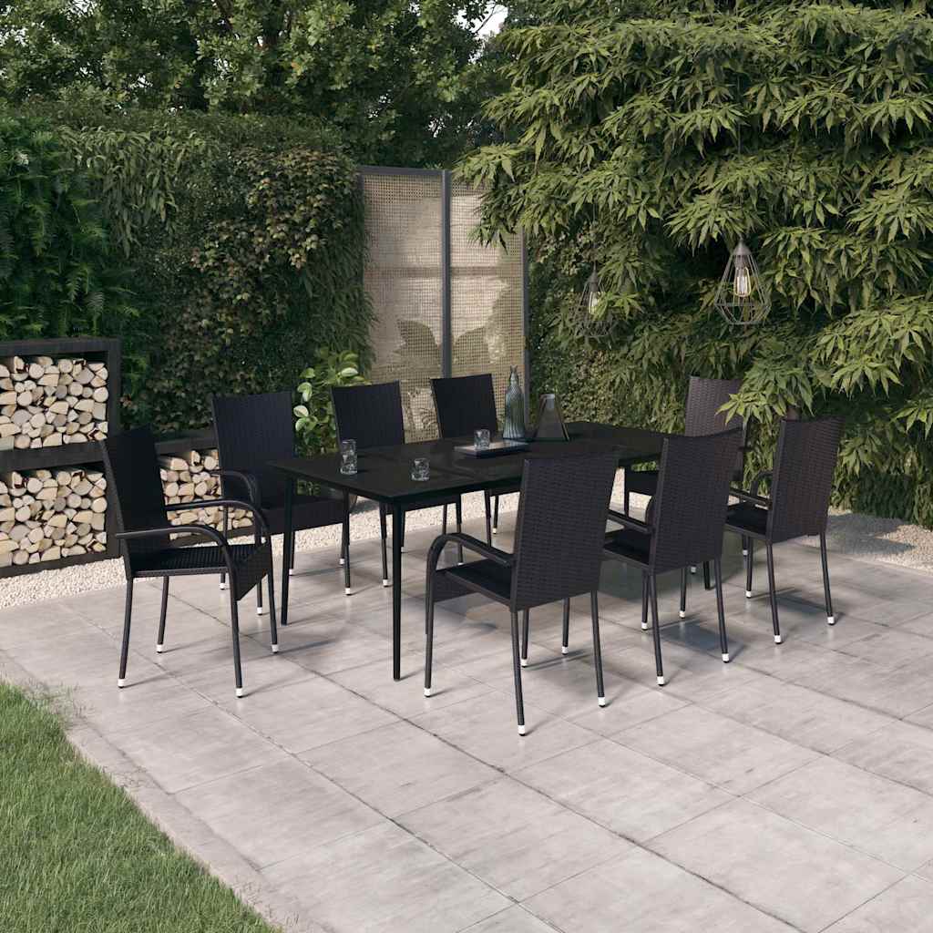 vidaXL 3-Piece Garden Dining Set Black