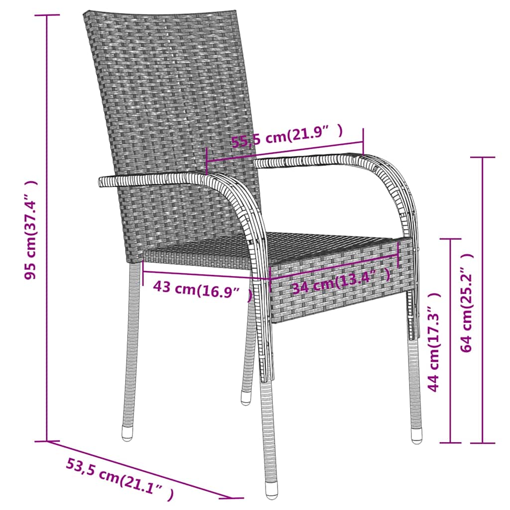 vidaXL 3-Piece Garden Dining Set Black
