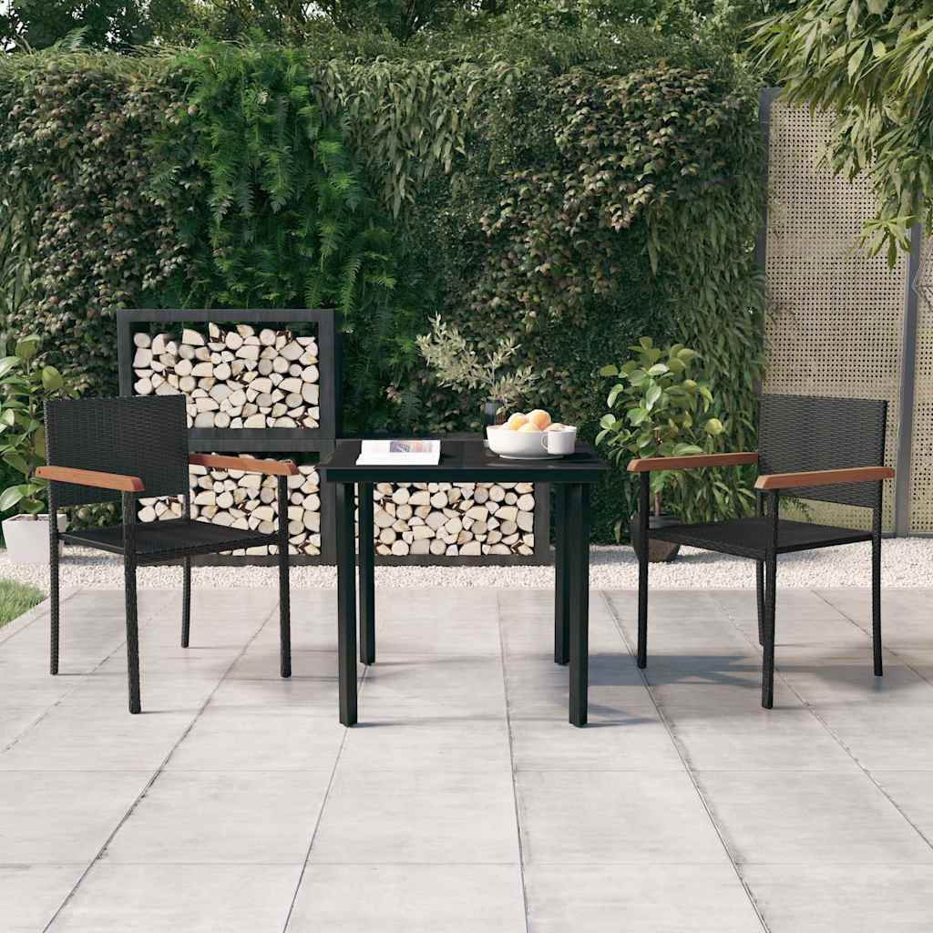 vidaXL 3-delige Tuinset zwart