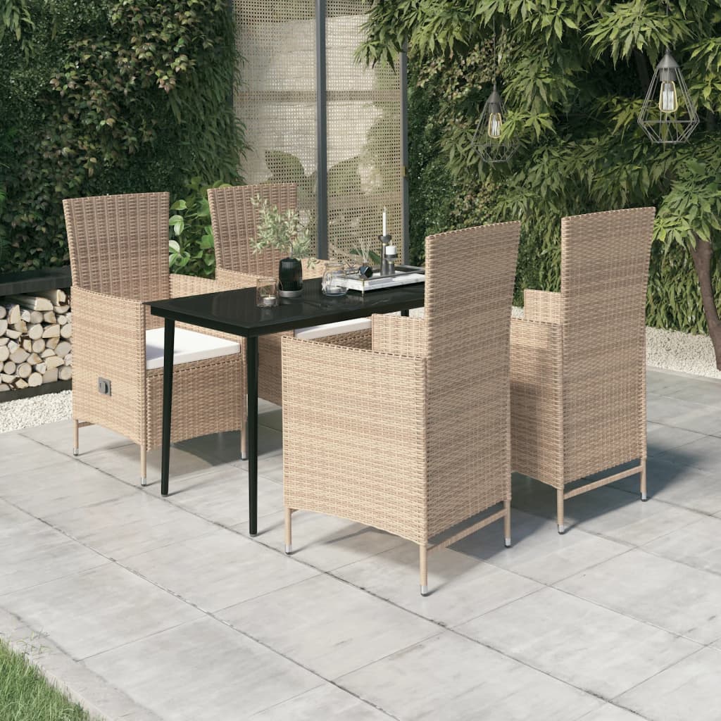 vidaXL 3-delige Tuinset met kussens zwart
