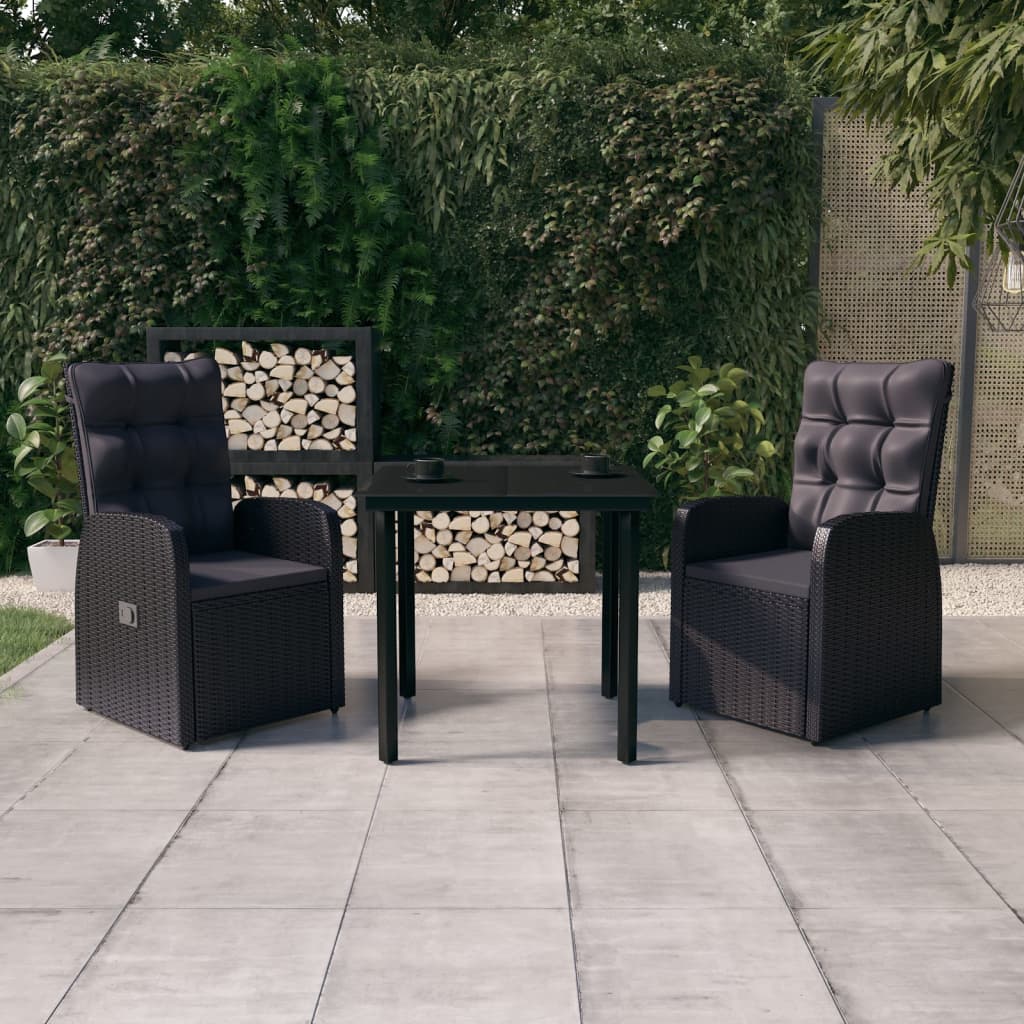vidaXL 3-delige Tuinset met kussens grijs