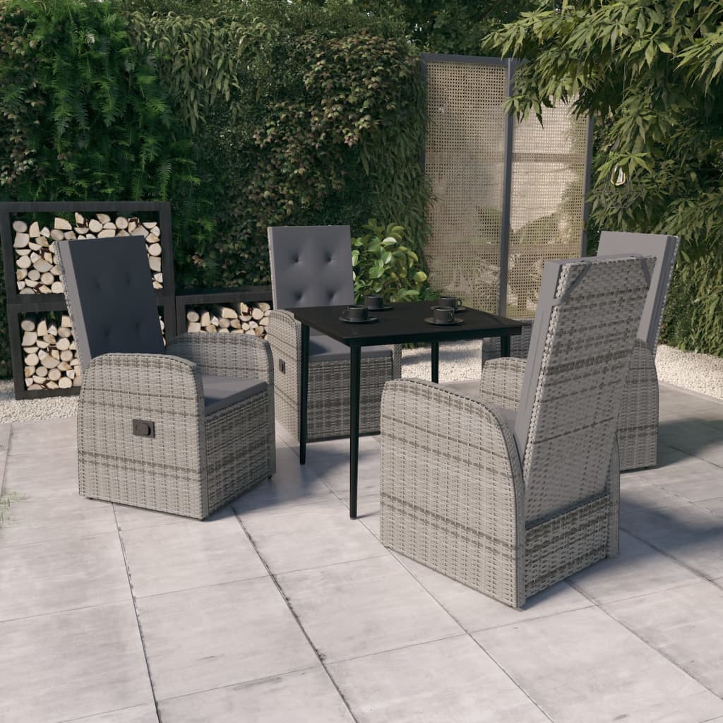 vidaXL 3-delige Tuinset met kussens grijs