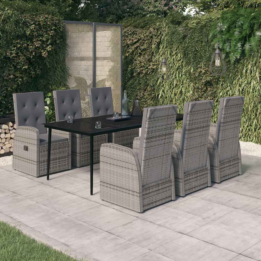 vidaXL 3-delige Tuinset met kussens grijs