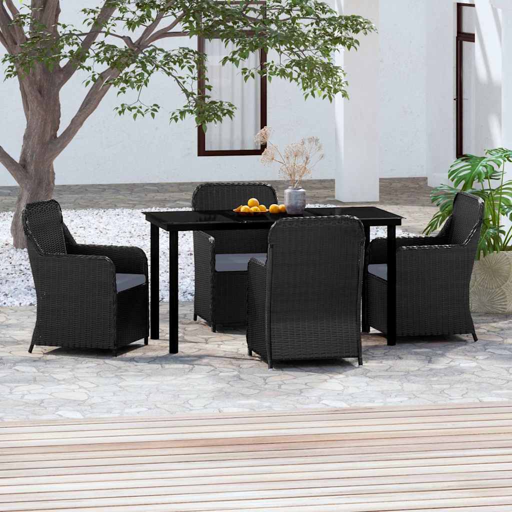 vidaXL 3-delige Tuinset met kussens zwart