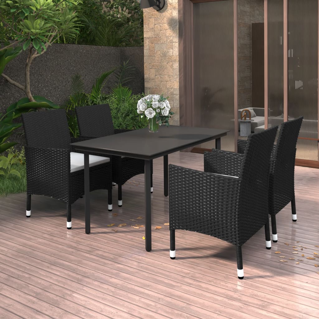vidaXL 3-delige Tuinset met kussens poly rattan en glas