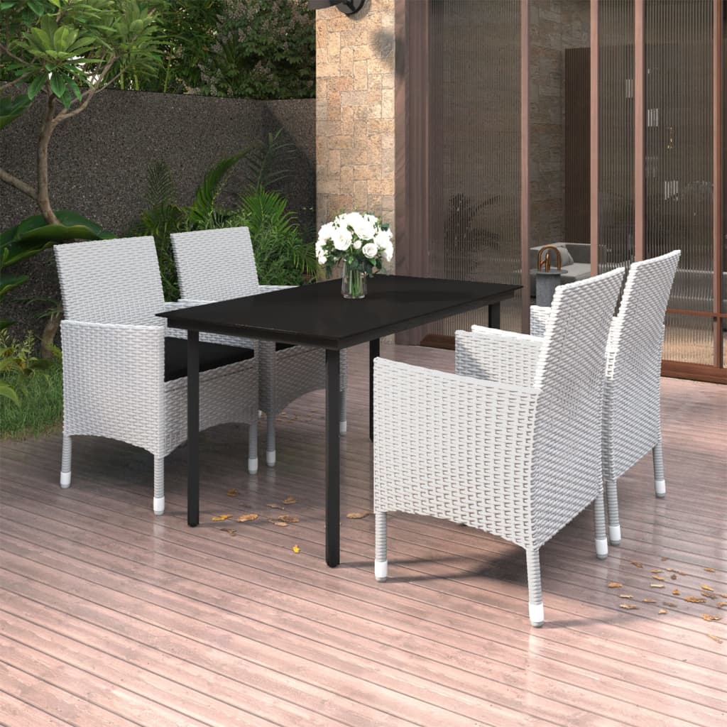 vidaXL 3-delige Tuinset met kussens poly rattan en glas