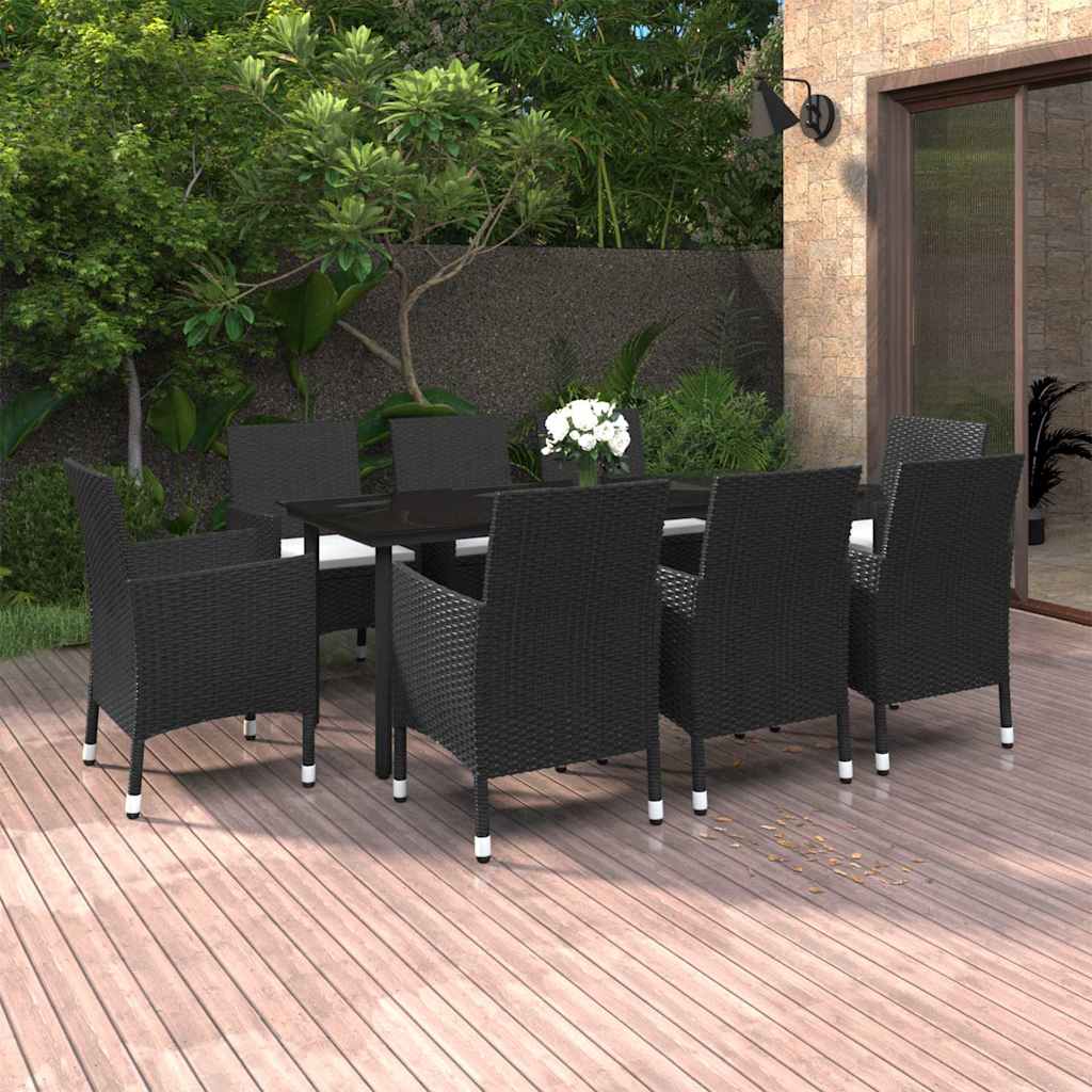 vidaXL 3-delige Tuinset met kussens poly rattan en glas