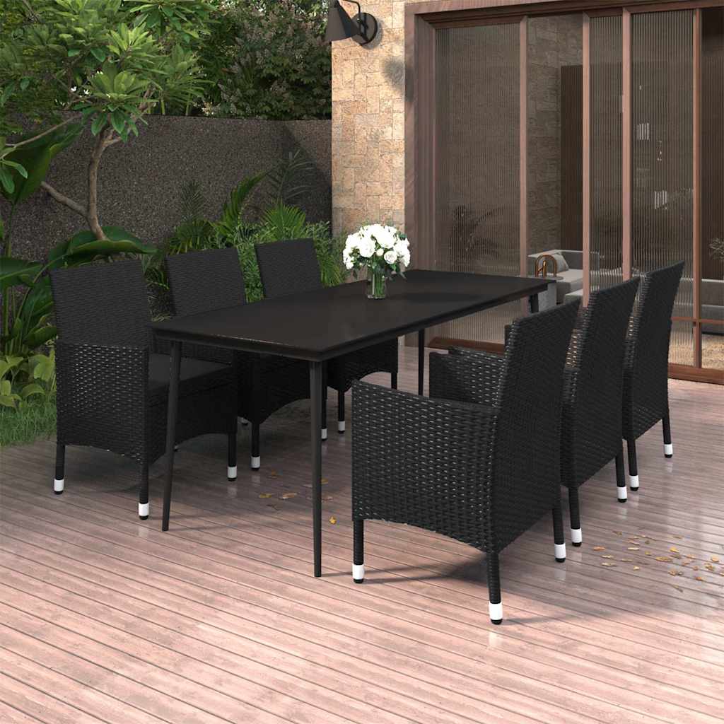 vidaXL 3-delige Tuinset met kussens poly rattan en glas