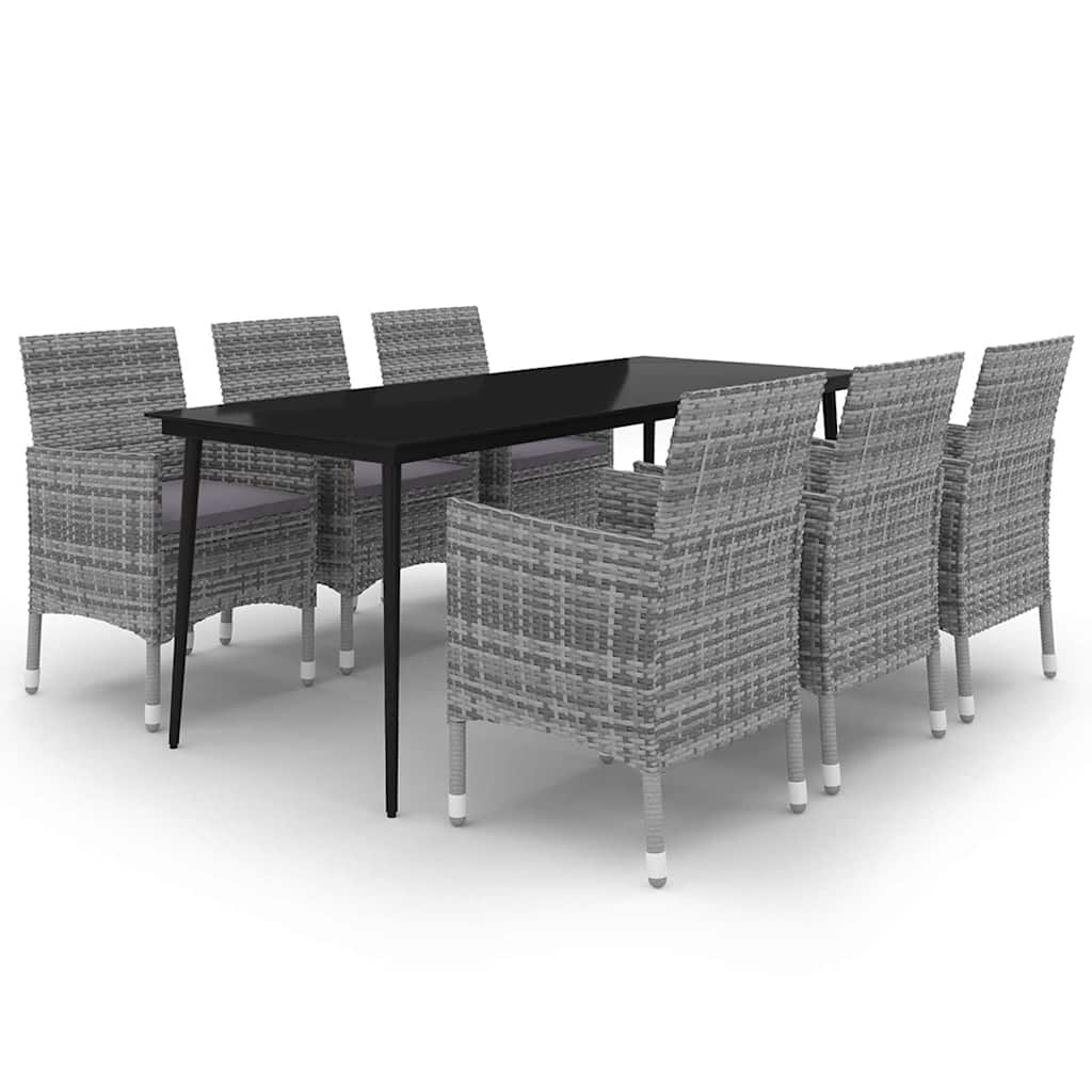vidaXL 3-delige Tuinset met kussens poly rattan en glas