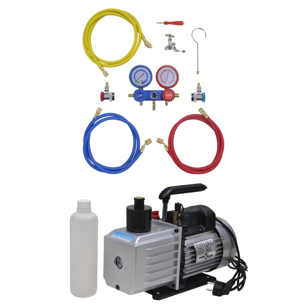 vidaXL Vacuum Pump 50 L/min with 2-Gauge Manifold Set