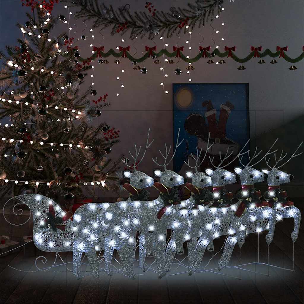 vidaXL Kerstdecoratie rendieren en slee 60 LED's goudkleurig