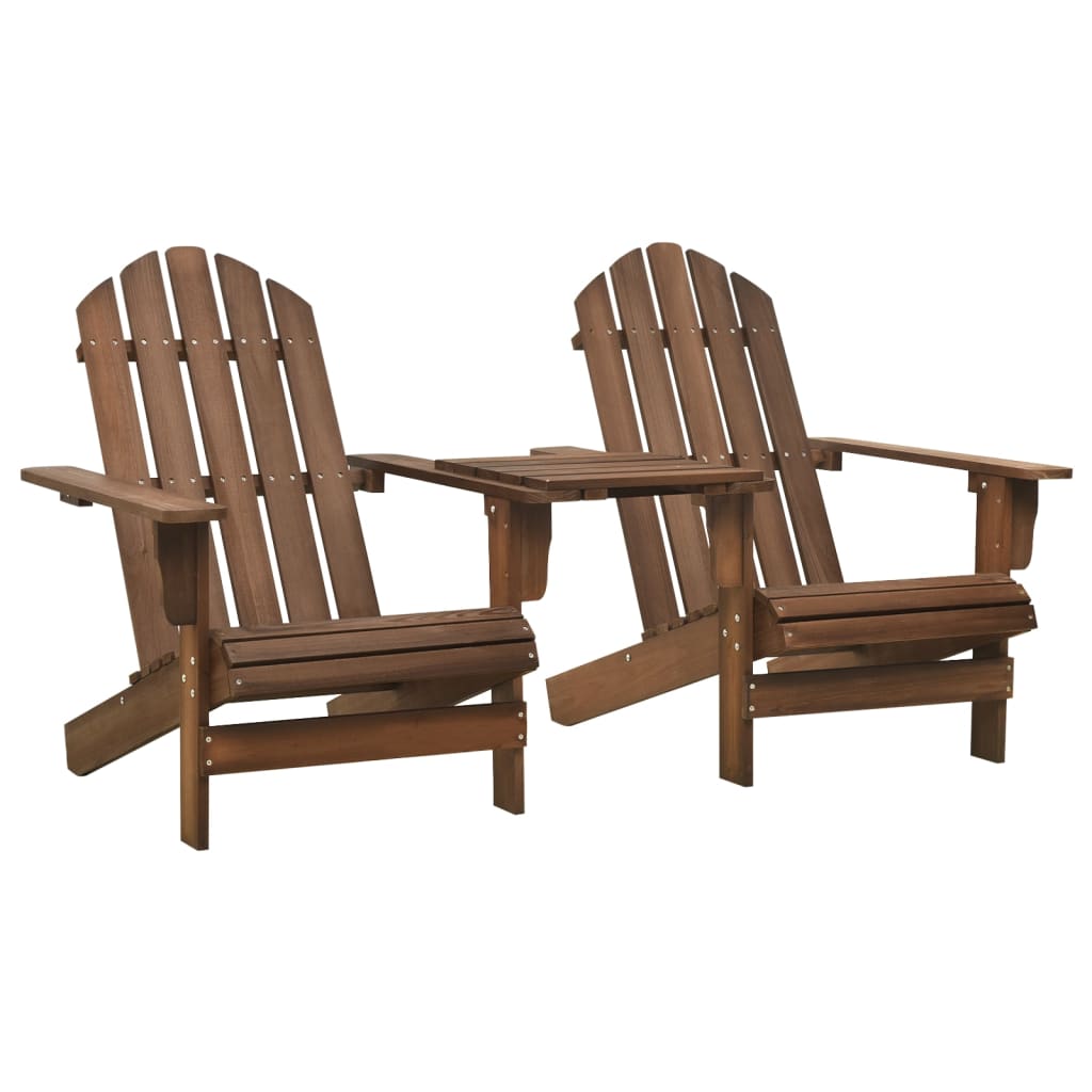 vidaXL Tuinstoelen Adirondack met tafeltje massief vurenhout wit