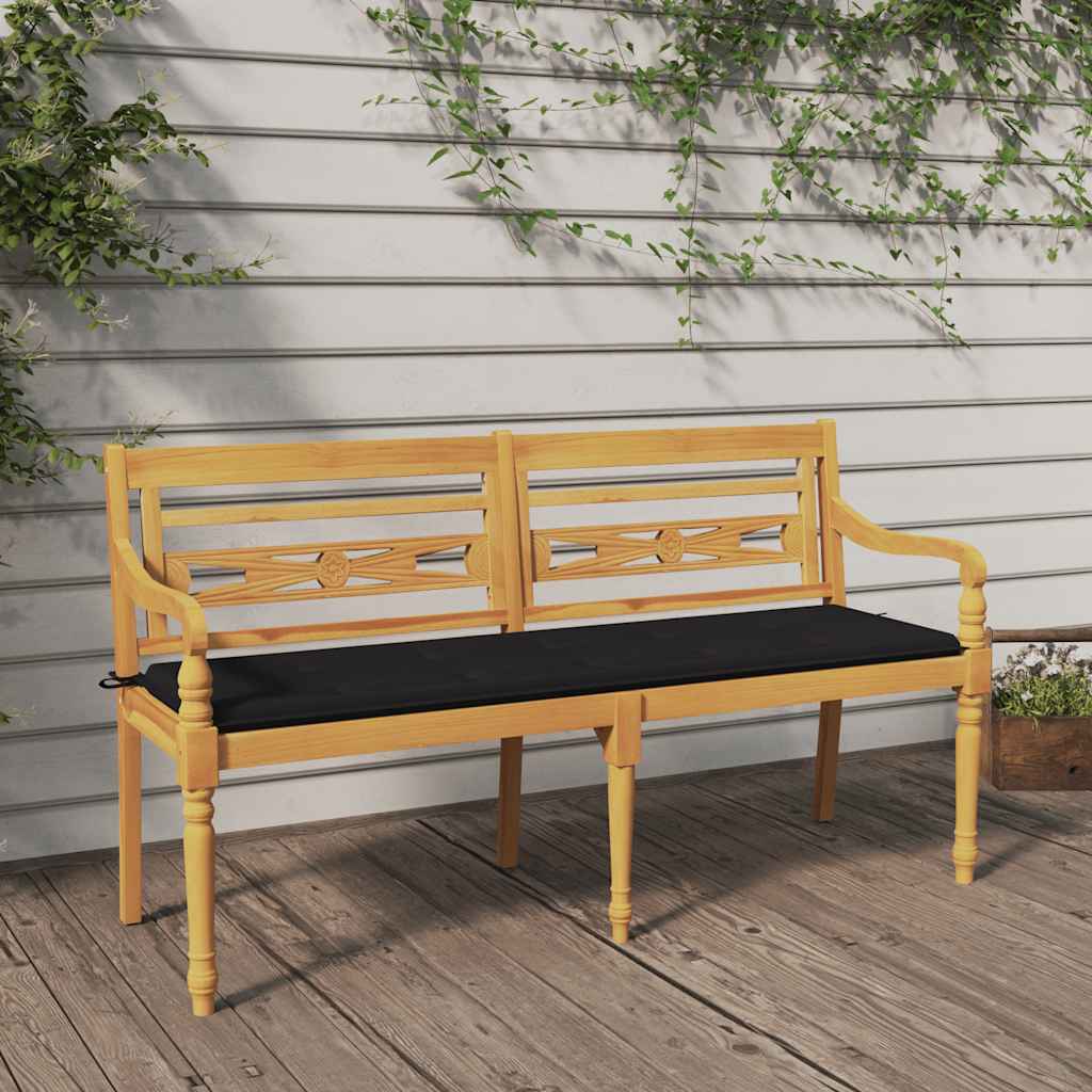 vidaXL Bank Batavia met antracietkleurig kussen 120 cm teakhout