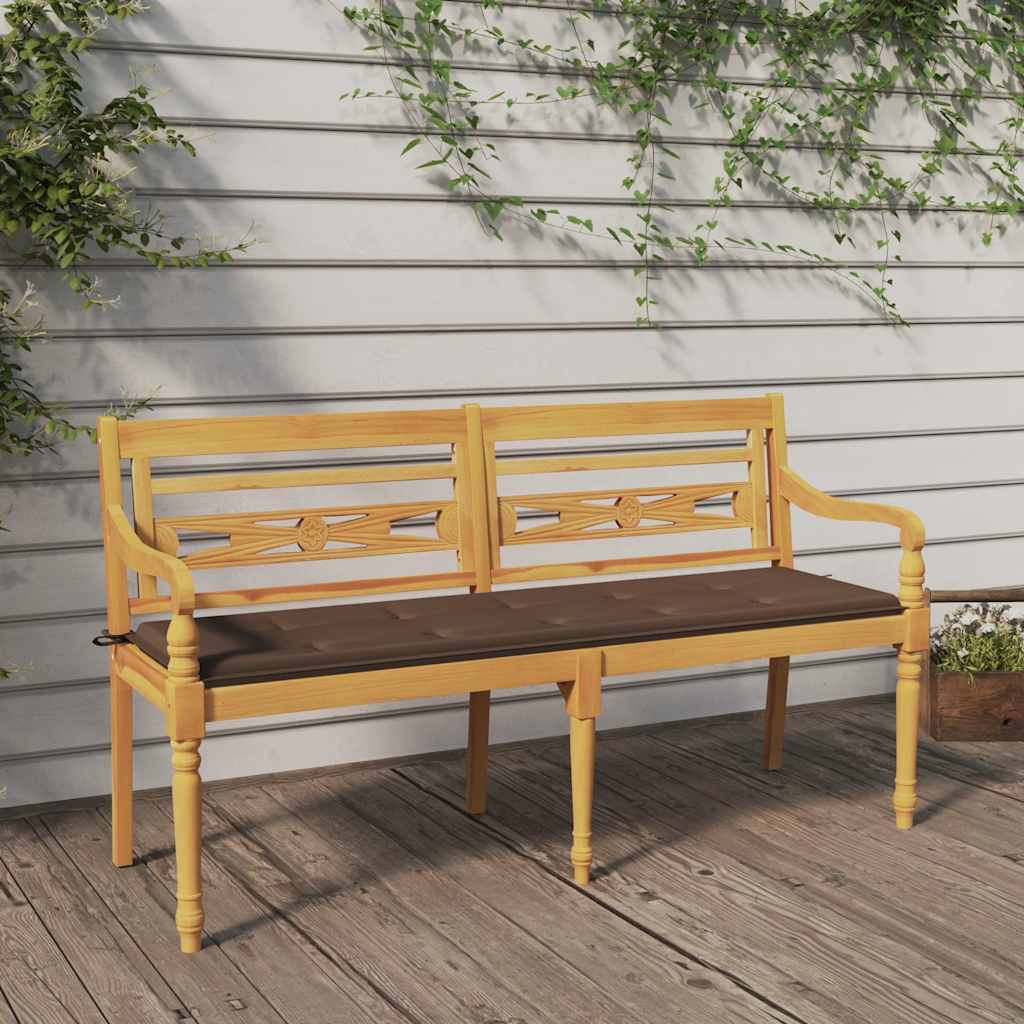 vidaXL Bank Batavia met antracietkleurig kussen 120 cm teakhout