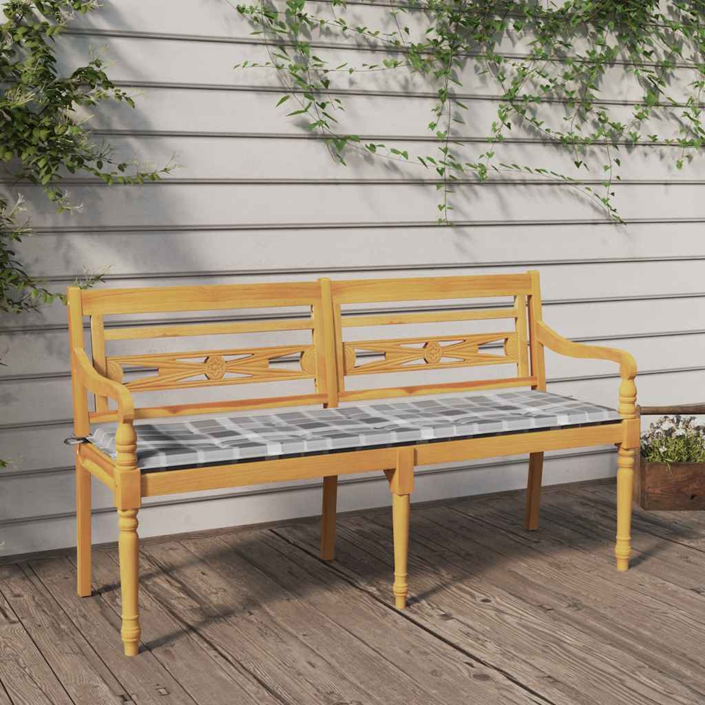 vidaXL Bank Batavia met antracietkleurig kussen 120 cm teakhout