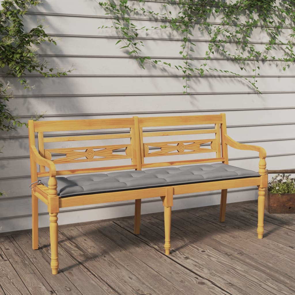 vidaXL Bank Batavia met antracietkleurig kussen 120 cm teakhout
