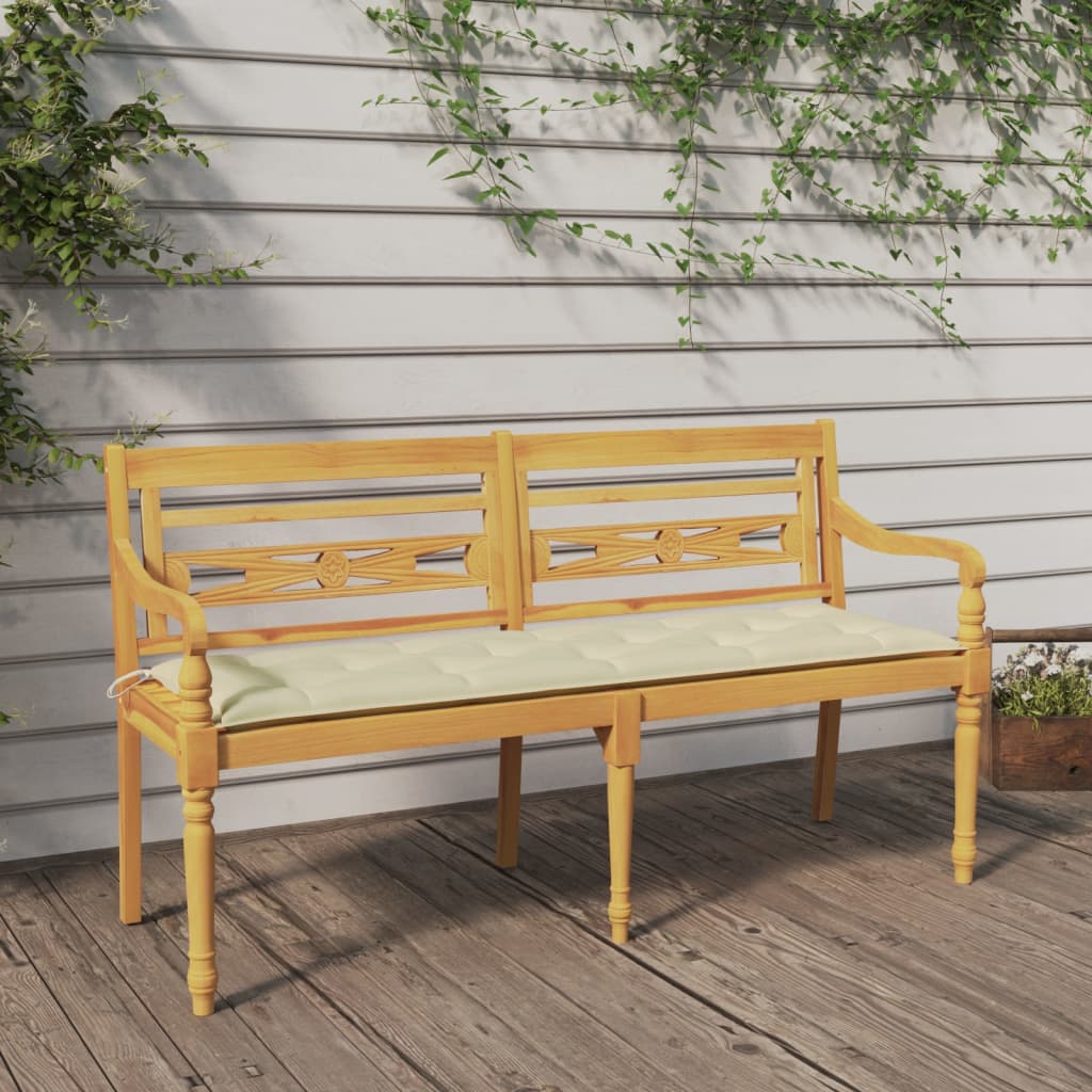 vidaXL Bank Batavia met antracietkleurig kussen 120 cm teakhout
