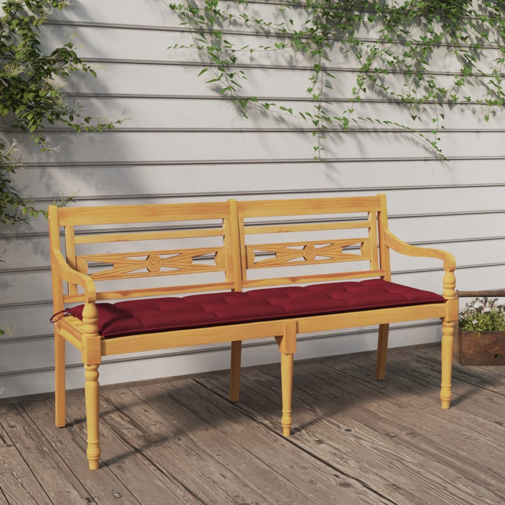 vidaXL Bank Batavia met antracietkleurig kussen 120 cm teakhout