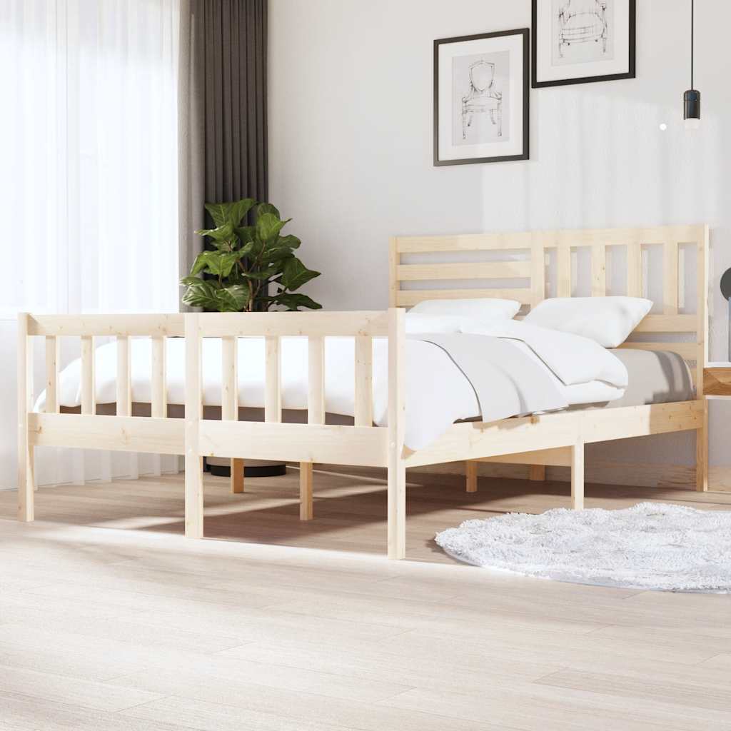 vidaXL Bedframe massief hout zwart 75x190 cm