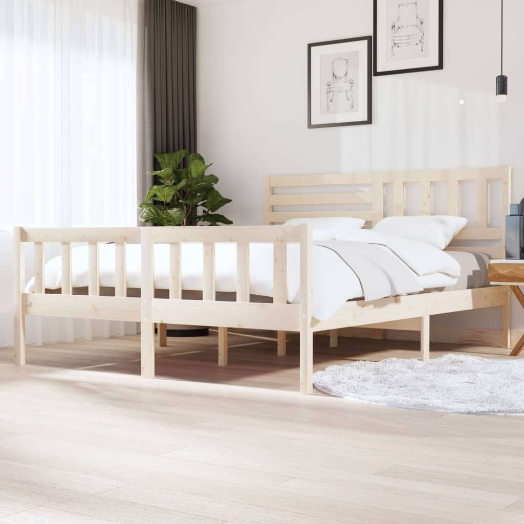 vidaXL Bedframe massief hout zwart 75x190 cm