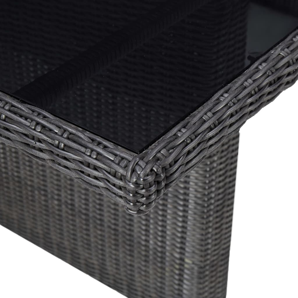 vidaXL Tuintafel 200x100x74 cm glas en poly rattan bruin