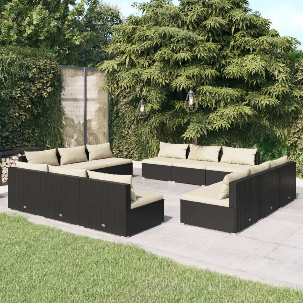 vidaXL 5-delige Loungeset met kussens poly rattan bruin