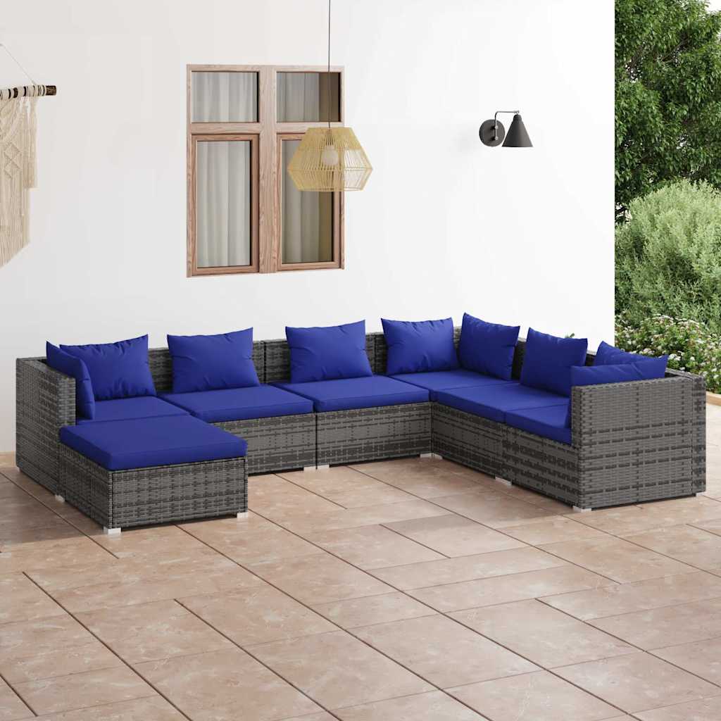 vidaXL 6-delige Loungeset met kussens poly rattan zwart