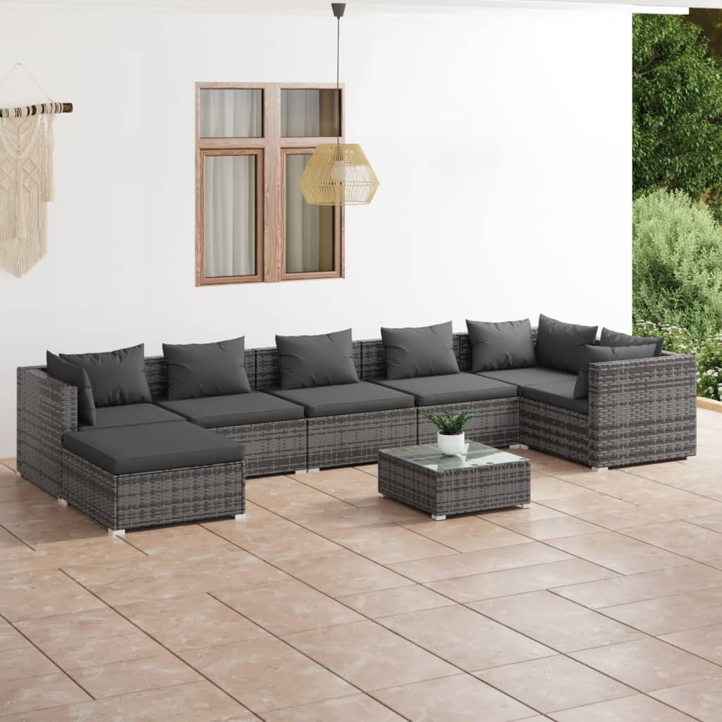 vidaXL 6-delige Loungeset met kussens poly rattan zwart