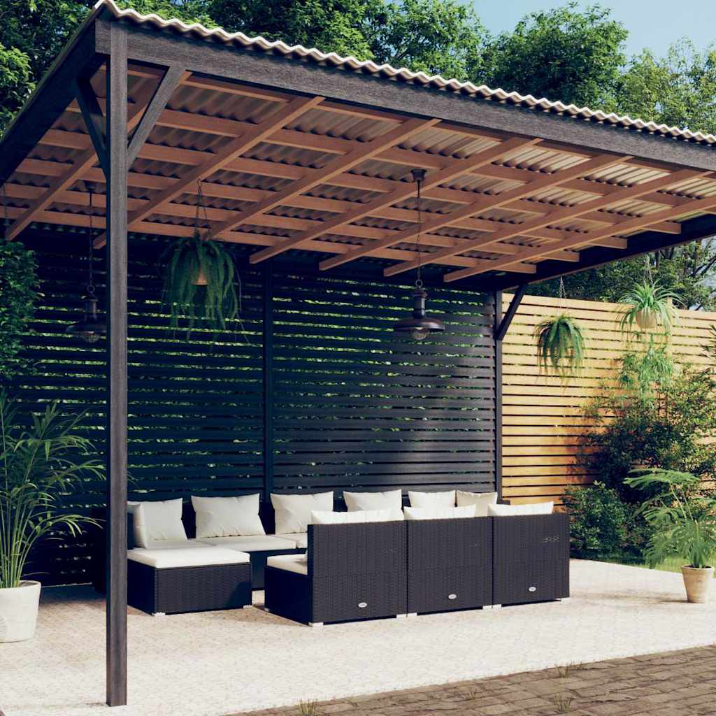 vidaXL 9-delige Loungeset met kussens poly rattan zwart