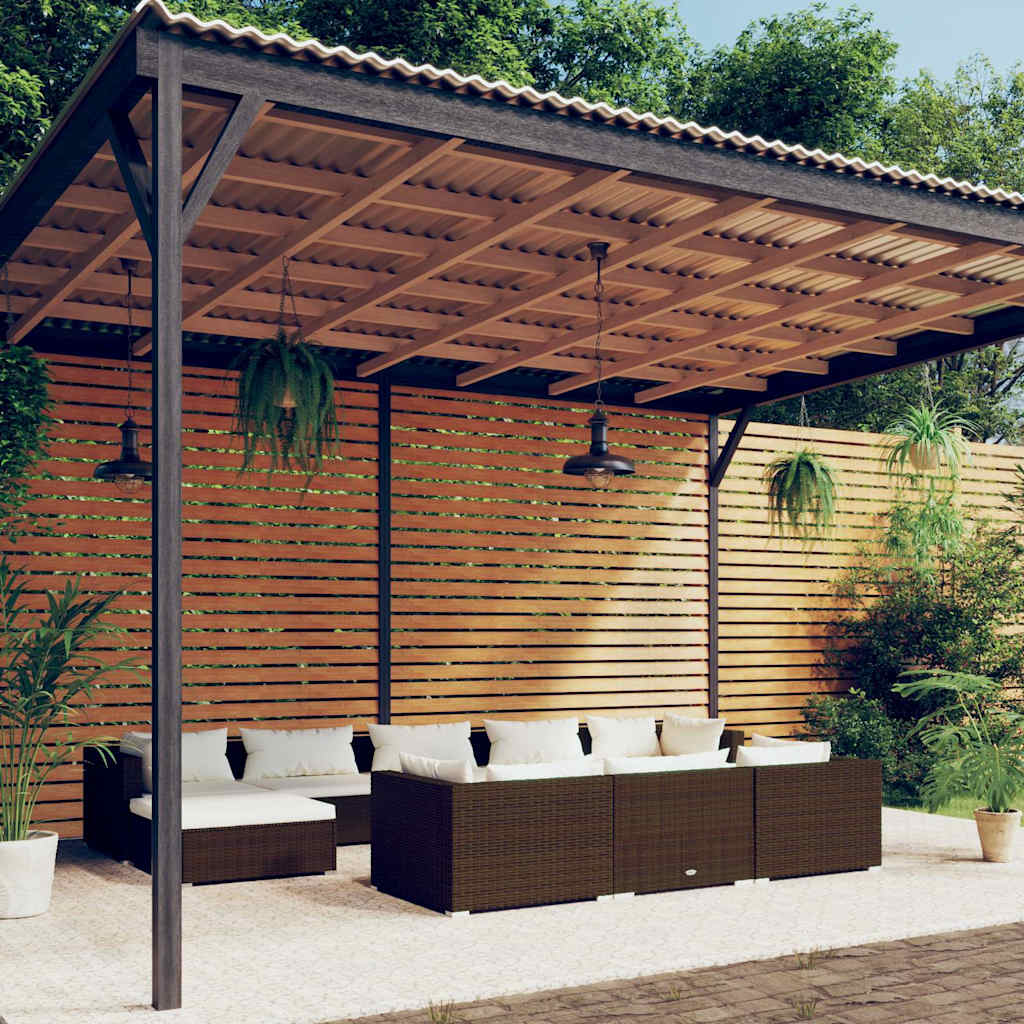 vidaXL 9-delige Loungeset met kussens poly rattan zwart