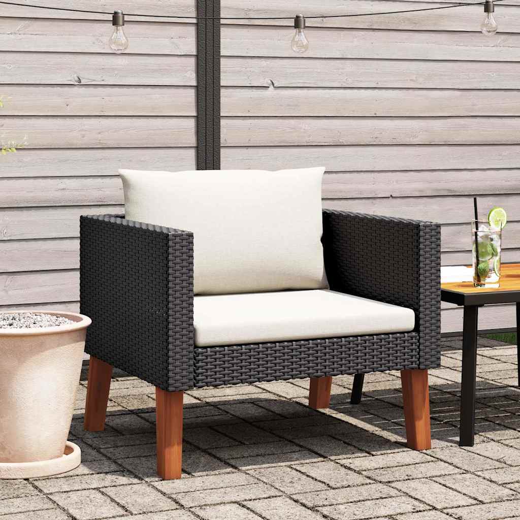 vidaXL 3-Seater Garden Bench with Cushions Poly Rattan Beige