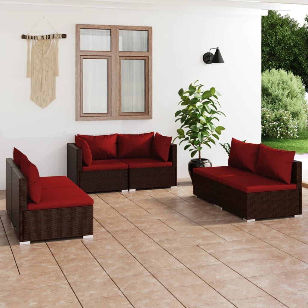 vidaXL 4-delige Loungeset met kussens poly rattan zwart